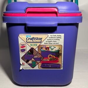 VINTAGE EAGLE CRAFTSTOR LARGE SEWING CRAFT STORAGE TOTE W/TRAY 20.5”x 11.5”x 12”
